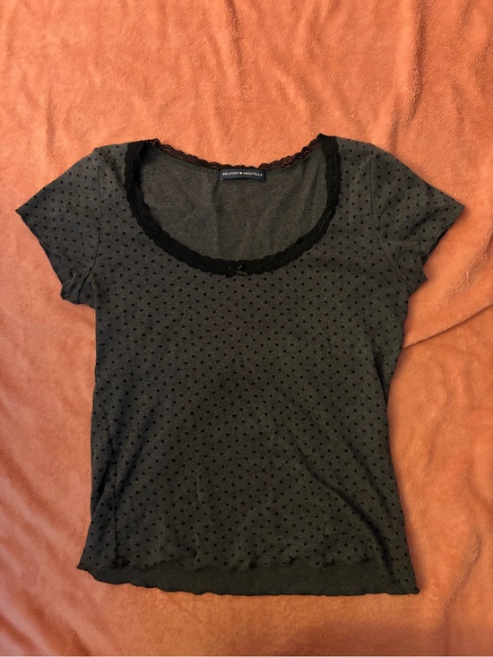 Brandy Melville Tops - BRANDY MELVILLE Black Polka Dot Scoop Neck Tee